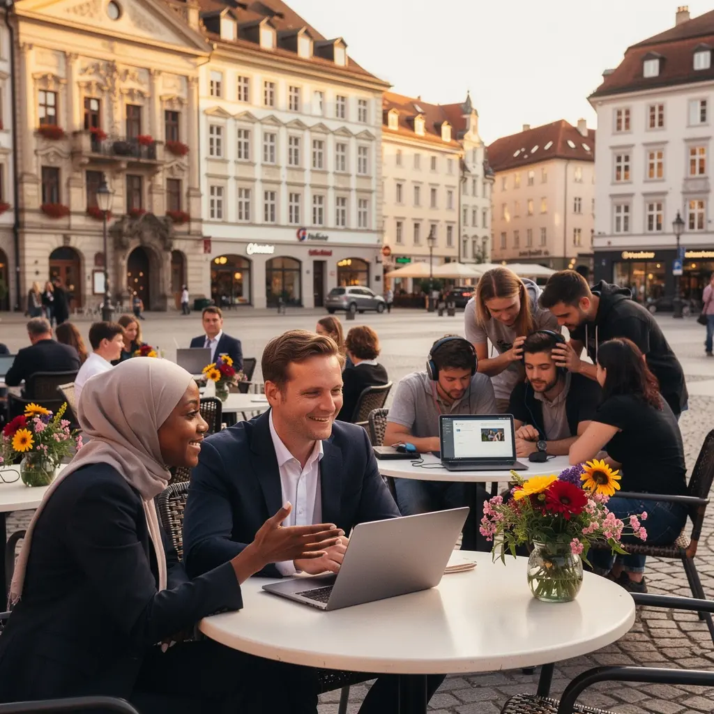 Ein Laptop mit geöffneten Dokumenten, die Diskussionen über Technik dokumentieren.