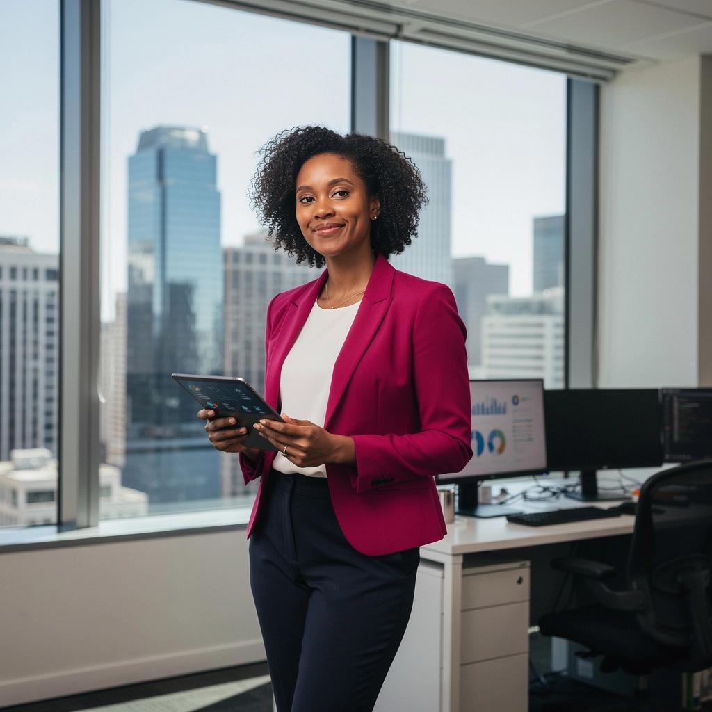 Ein Bildschirm, der eine Präsentation zu den neuesten Trends in der Technologie zeigt.